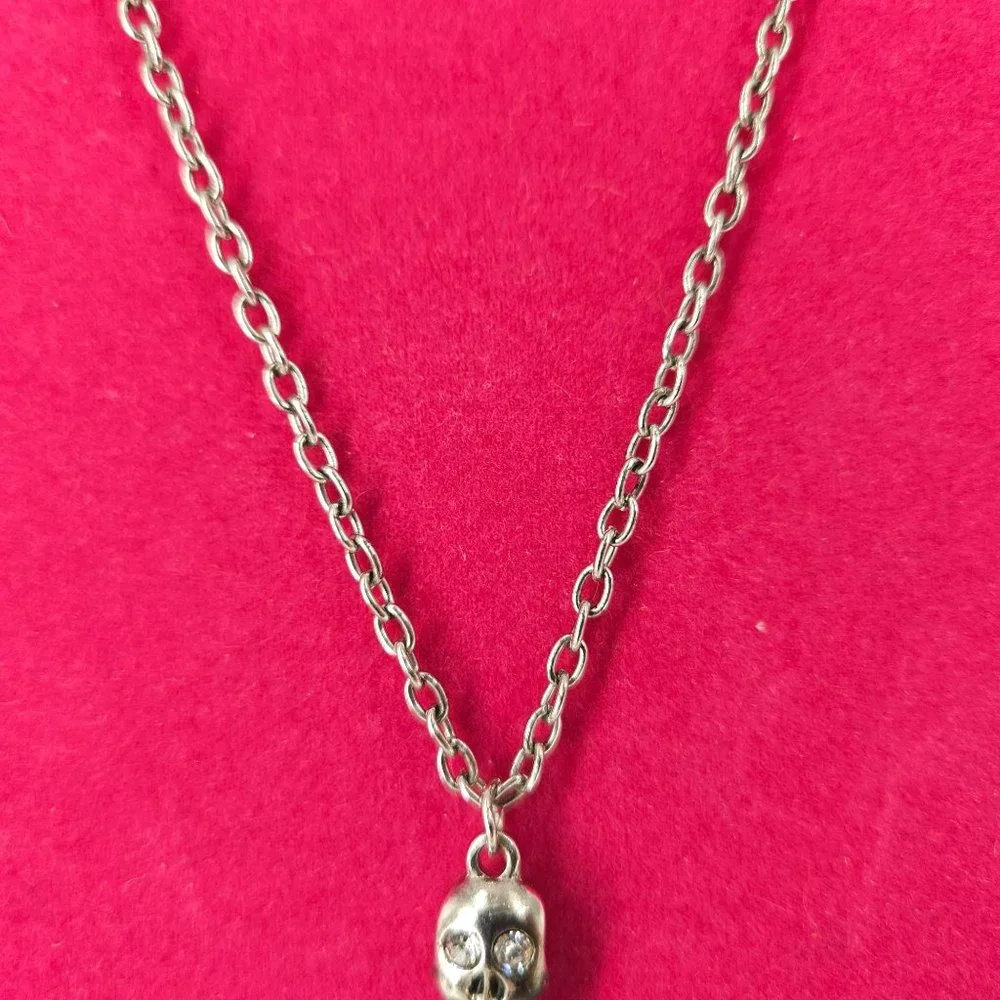 Skull Skeleton Jointed Pendant Necklace Stainless Steel 28" Rock Metal Bike Goth - Picture 3 of 8
